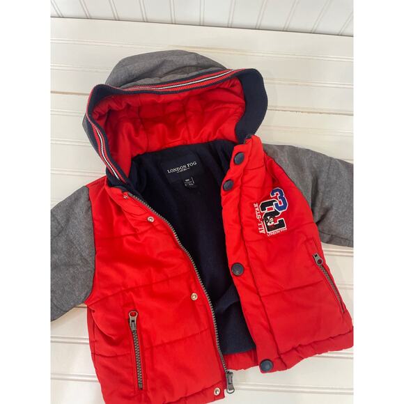 London Fog & 7 for all Mankind Boys Gray Puffer Jacket and hoodie Bundle S 18 mo - Picture 5 of 7